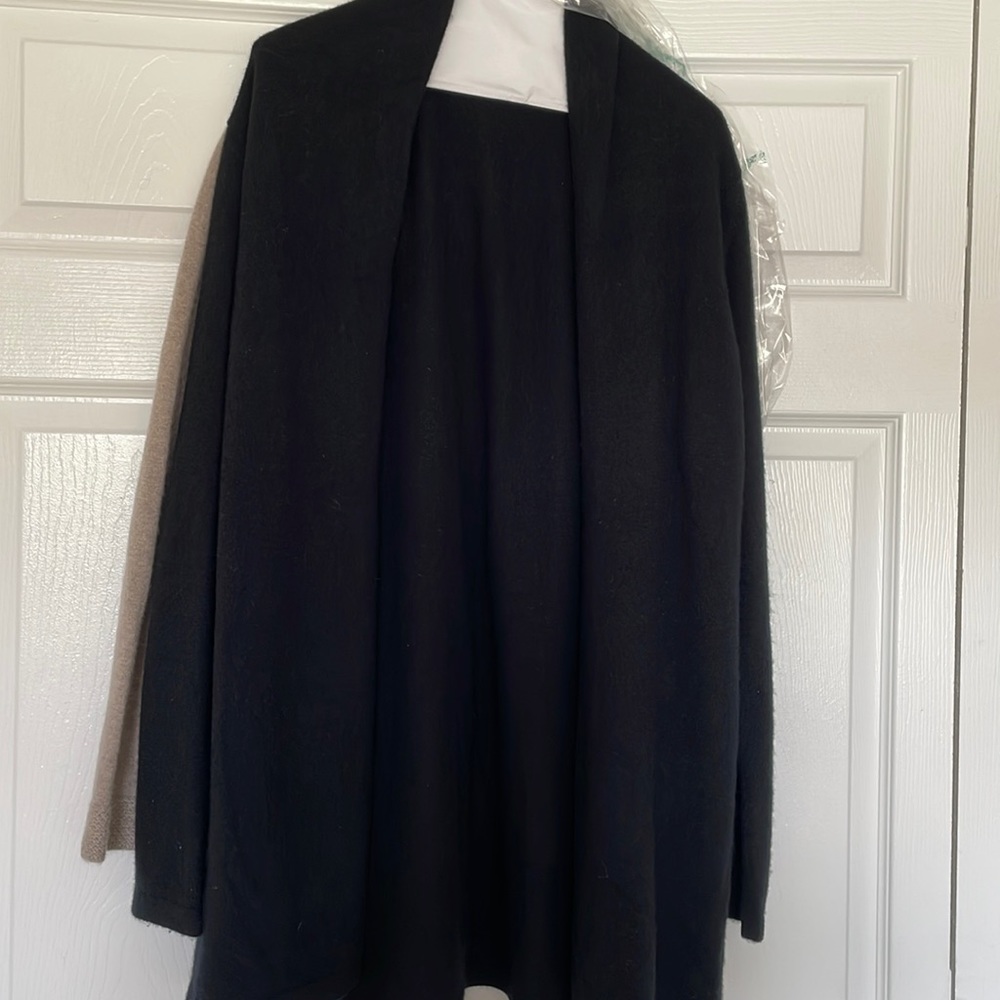 Jjill 100% cashmere Sz M black open tunic sweater